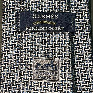 Hermès for Perrier-Jouët Rare Limited Collab Blue Purple Silk Necktie Mens Tie
